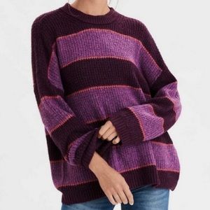 American Eagle Purple Striped Comfy Sweater